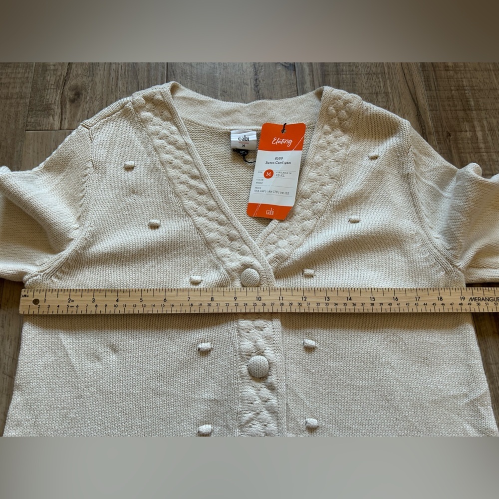 Cabi retro cream button cardigan Sweater Textured cotton blend granny grandma - Picture 8 of 9